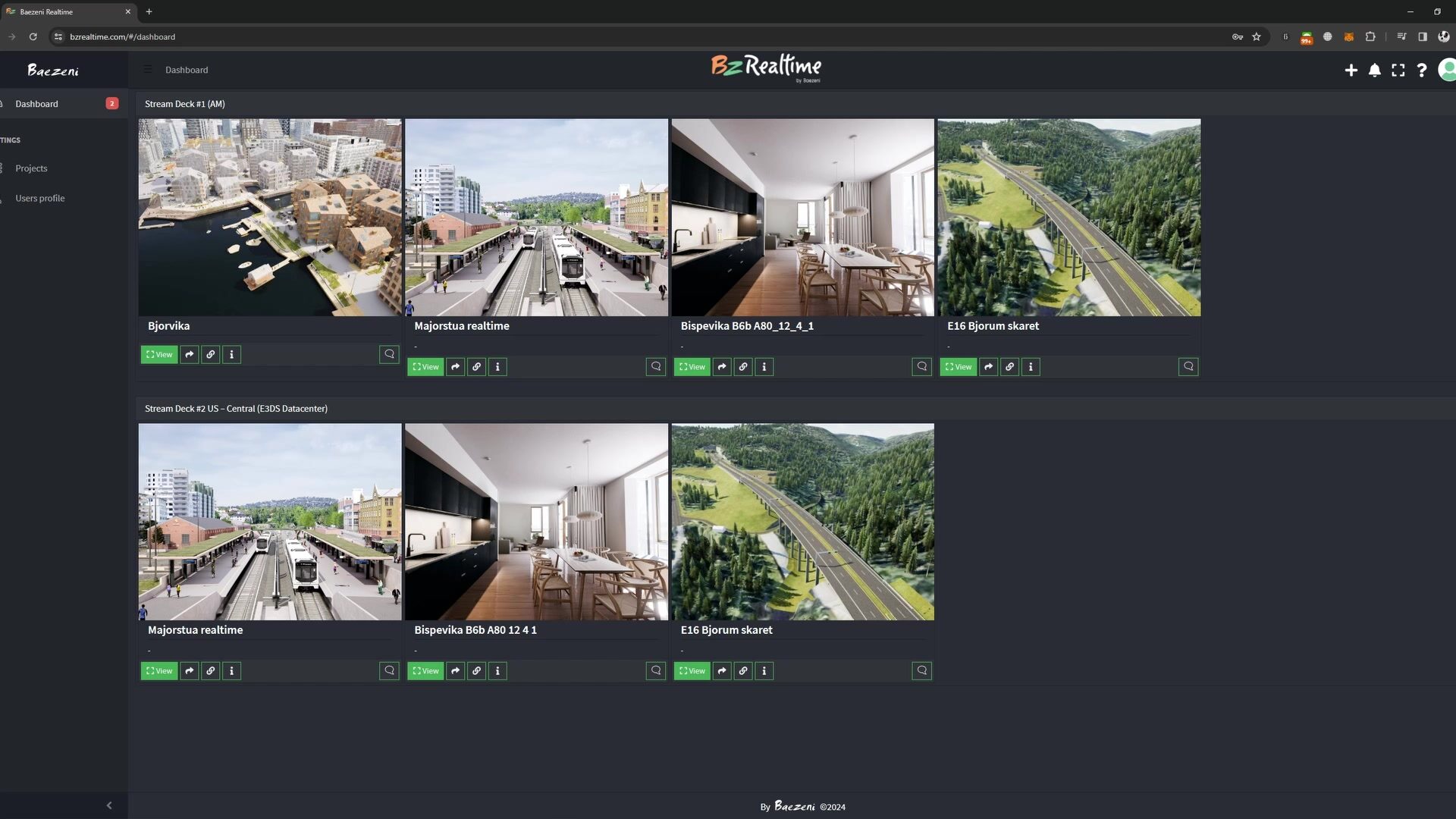 Realtime web platform: project dashboard